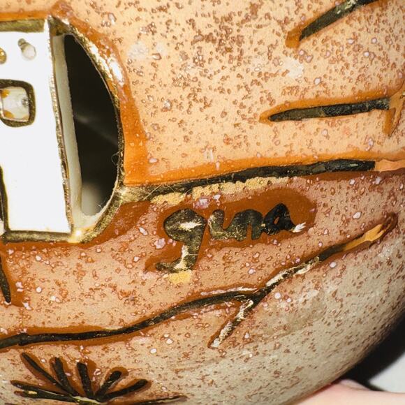 Handmade Gina Arrighetti Santa Fe Pueblo Village Vase Candle Holder Southwestern - Picture 9 of 9